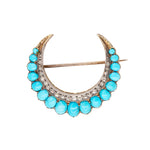 Turquoise Diamond Crescent Brooch-Charlotte Sayers Antique Jewellery