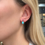 Turquoise Diamond Dormeuse Earrings-Charlotte Sayers Antique Jewellery