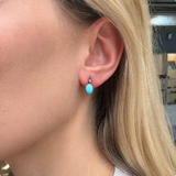 Turquoise Diamond Dormeuse Earrings-Charlotte Sayers Antique Jewellery