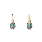 Turquoise Diamond Dormeuse Earrings-Charlotte Sayers Antique Jewellery