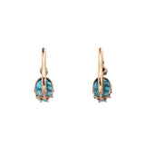 Turquoise Diamond Dormeuse Earrings-Charlotte Sayers Antique Jewellery