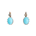 Turquoise Diamond Dormeuse Earrings-Charlotte Sayers Antique Jewellery