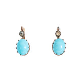 Turquoise Diamond Dormeuse Earrings-Charlotte Sayers Antique Jewellery
