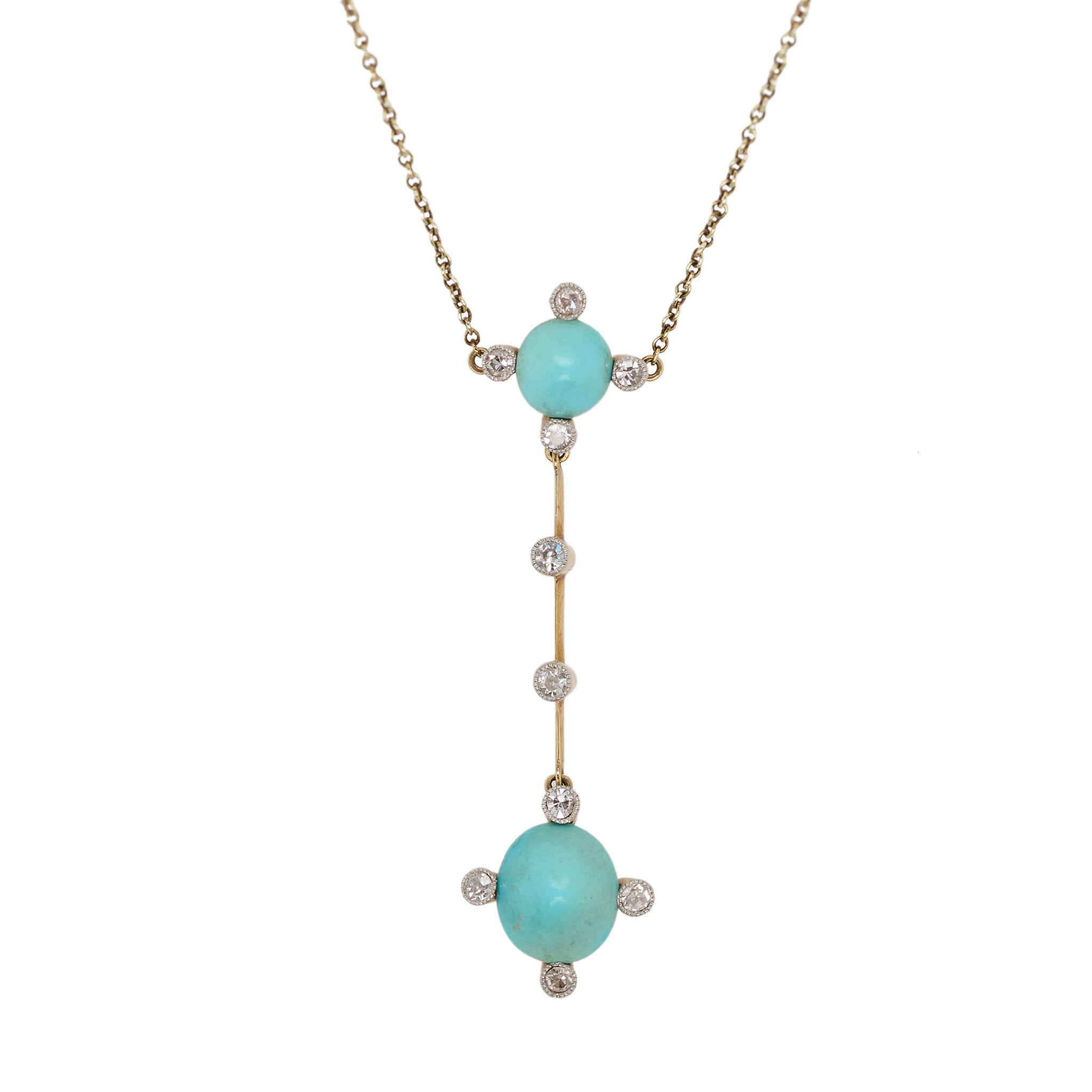 Turquoise Diamond Necklace-Charlotte Sayers Antique Jewellery