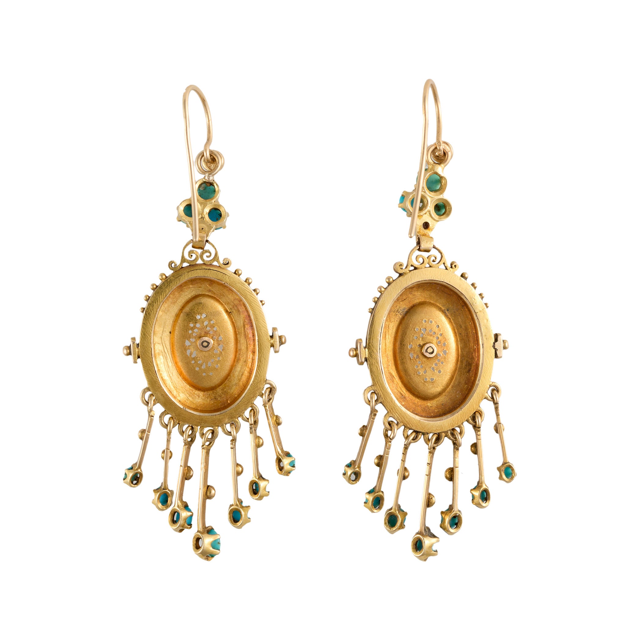 Turquoise Drop Earrings-Charlotte Sayers Antique Jewellery