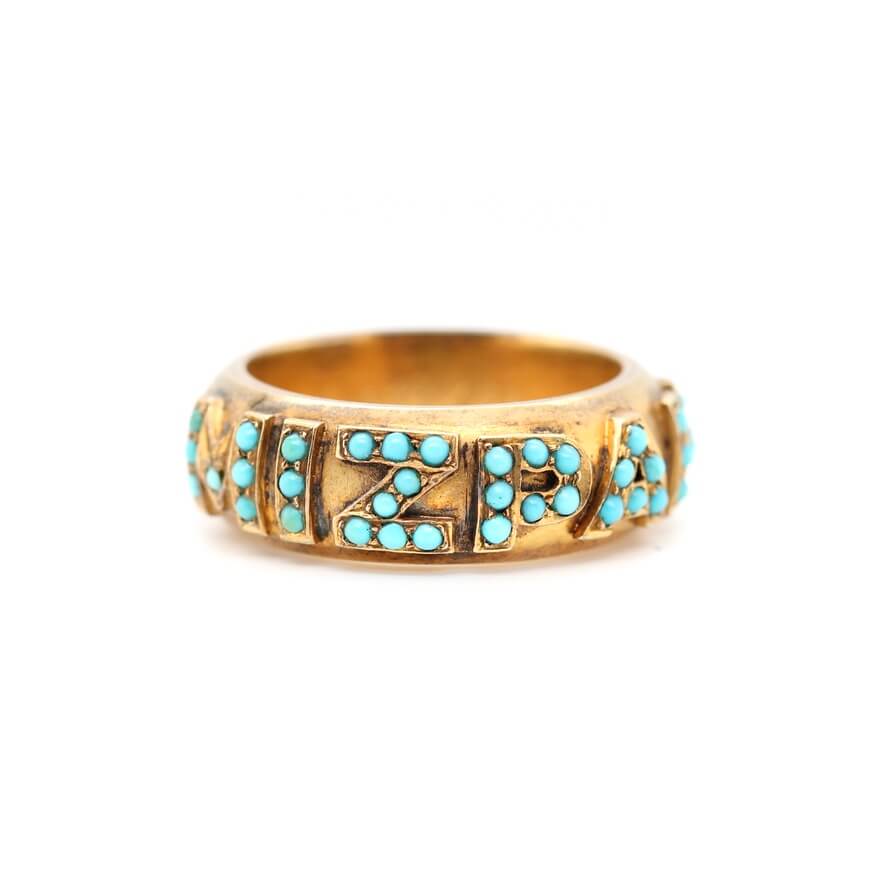 Turquoise Mizpah Ring-Charlotte Sayers Antique Jewellery