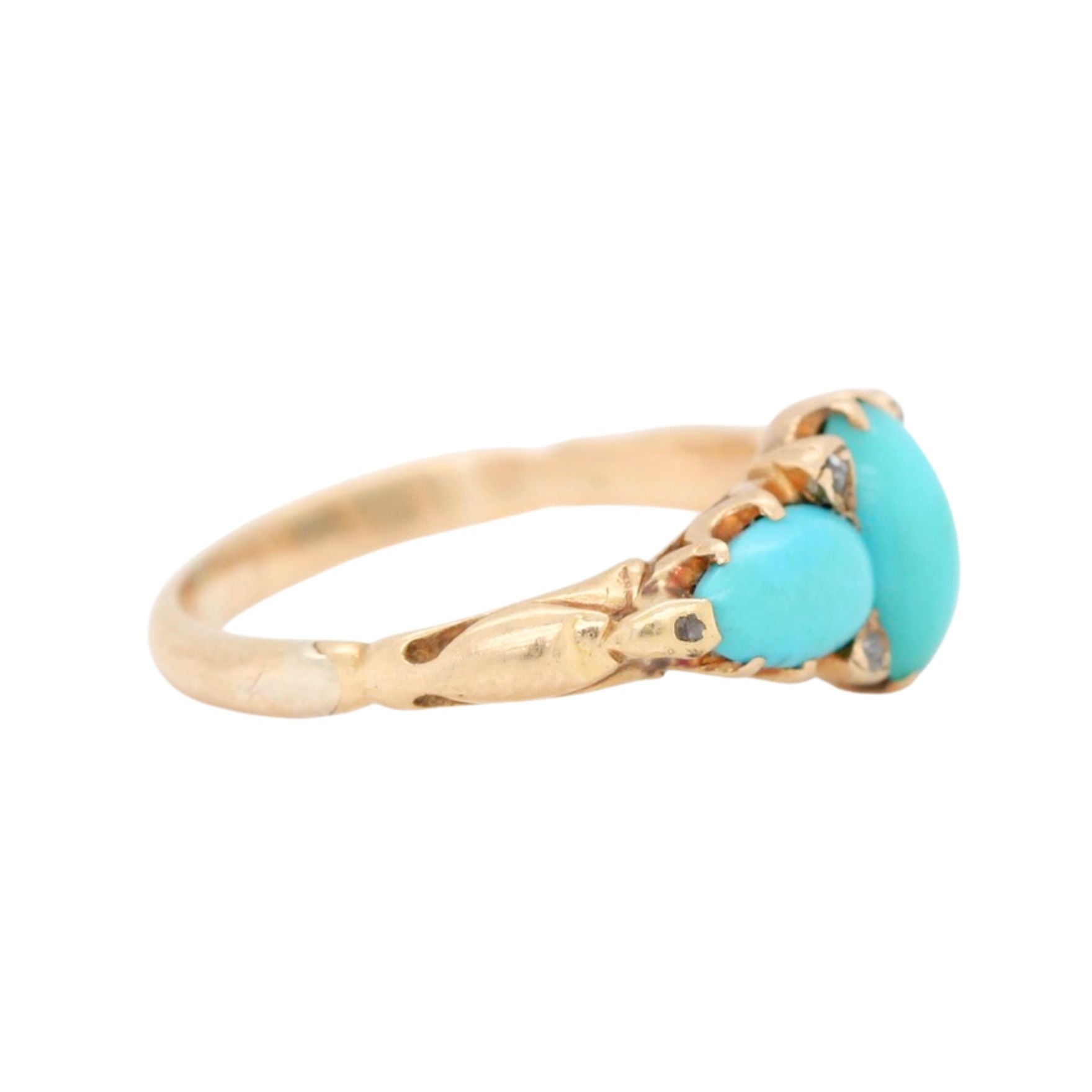 Turquoise Three Stone Ring-Charlotte Sayers Antique Jewellery