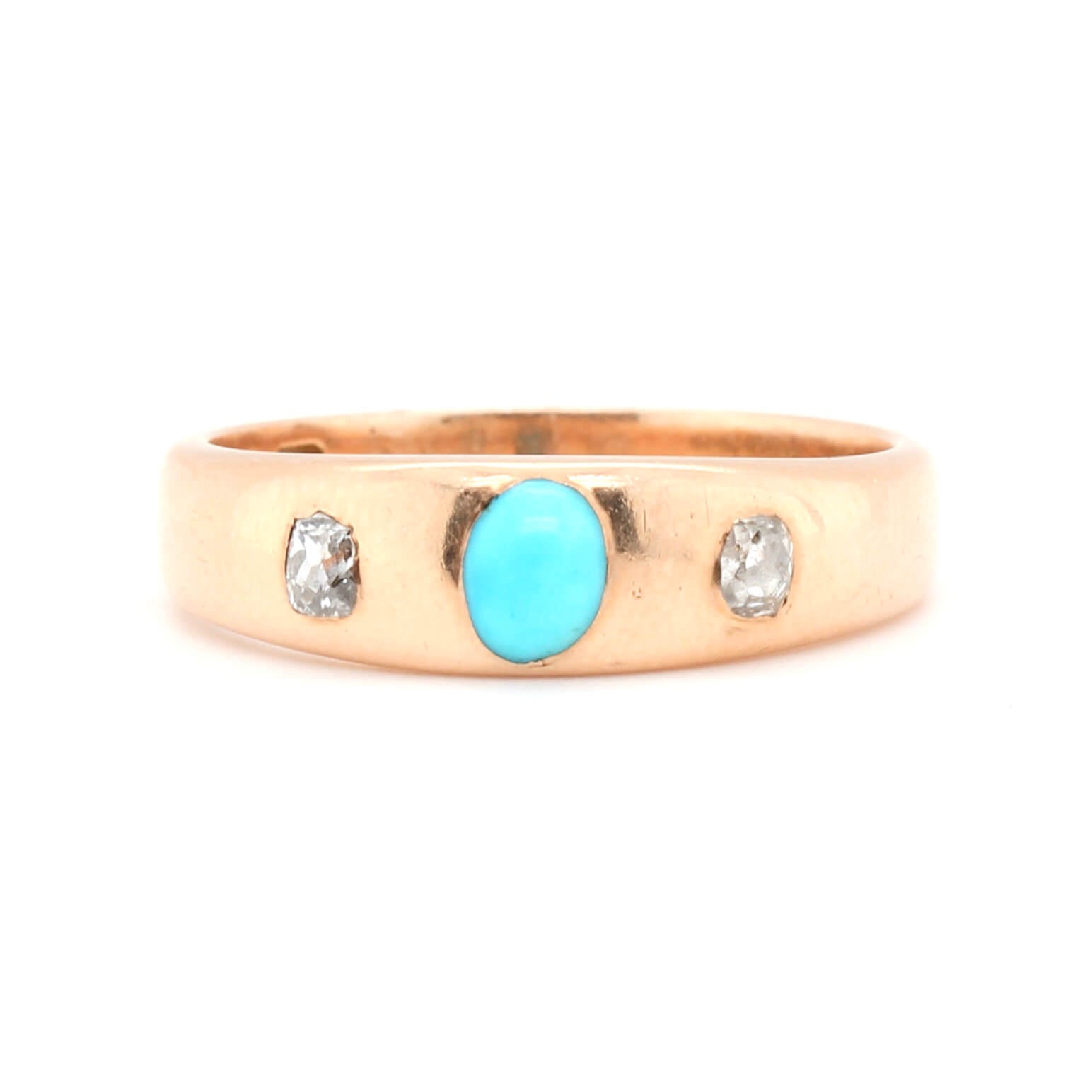 Turquoise and Diamond Gypsy Ring-Charlotte Sayers Antique Jewellery