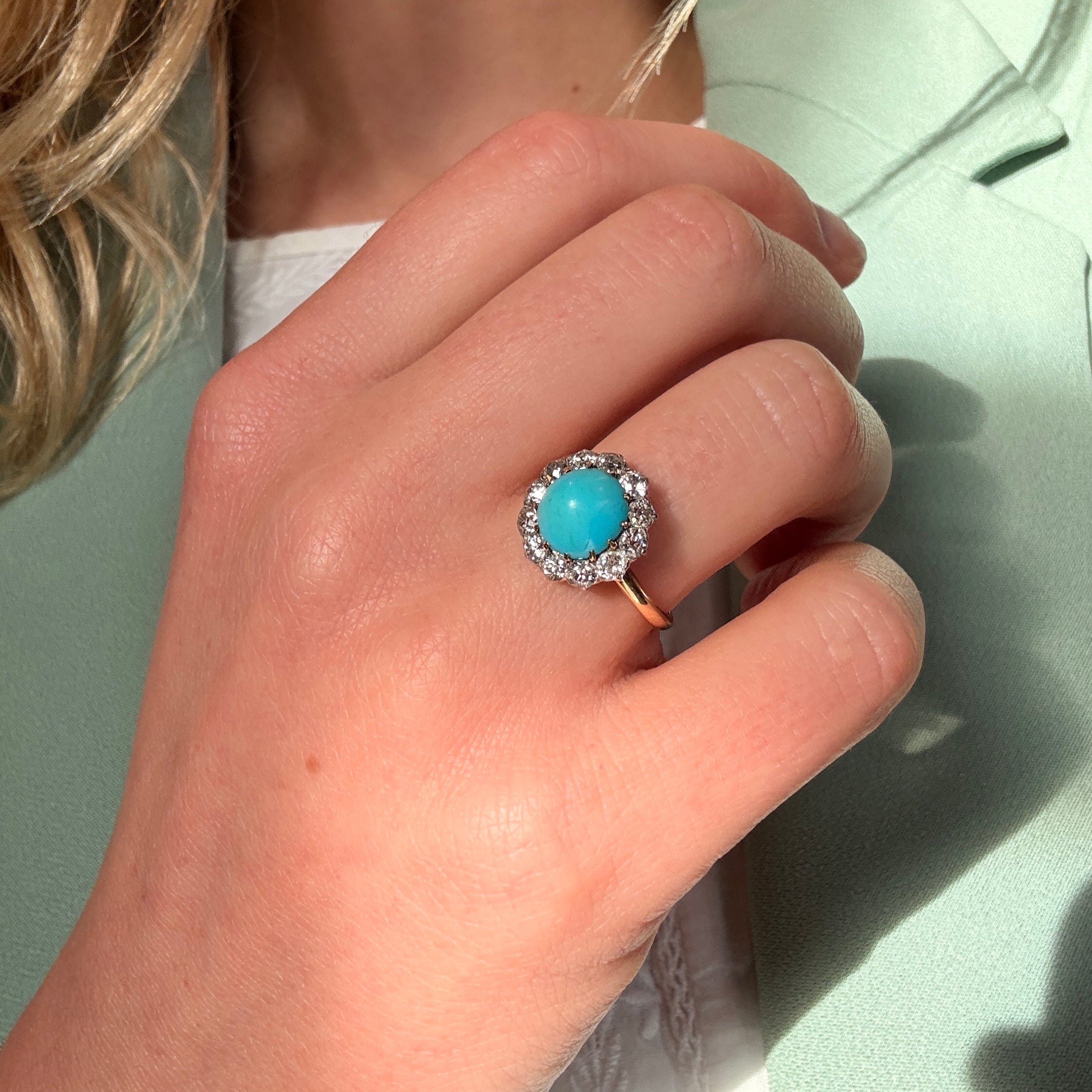 Turquoise and Diamond Ring-Charlotte Sayers Antique Jewellery