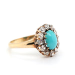 Turquoise and Diamond Victorian Cluster Ring-Charlotte Sayers Antique Jewellery