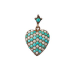 Turquoise and Pearl Heart Pendant-Charlotte Sayers Antique Jewellery