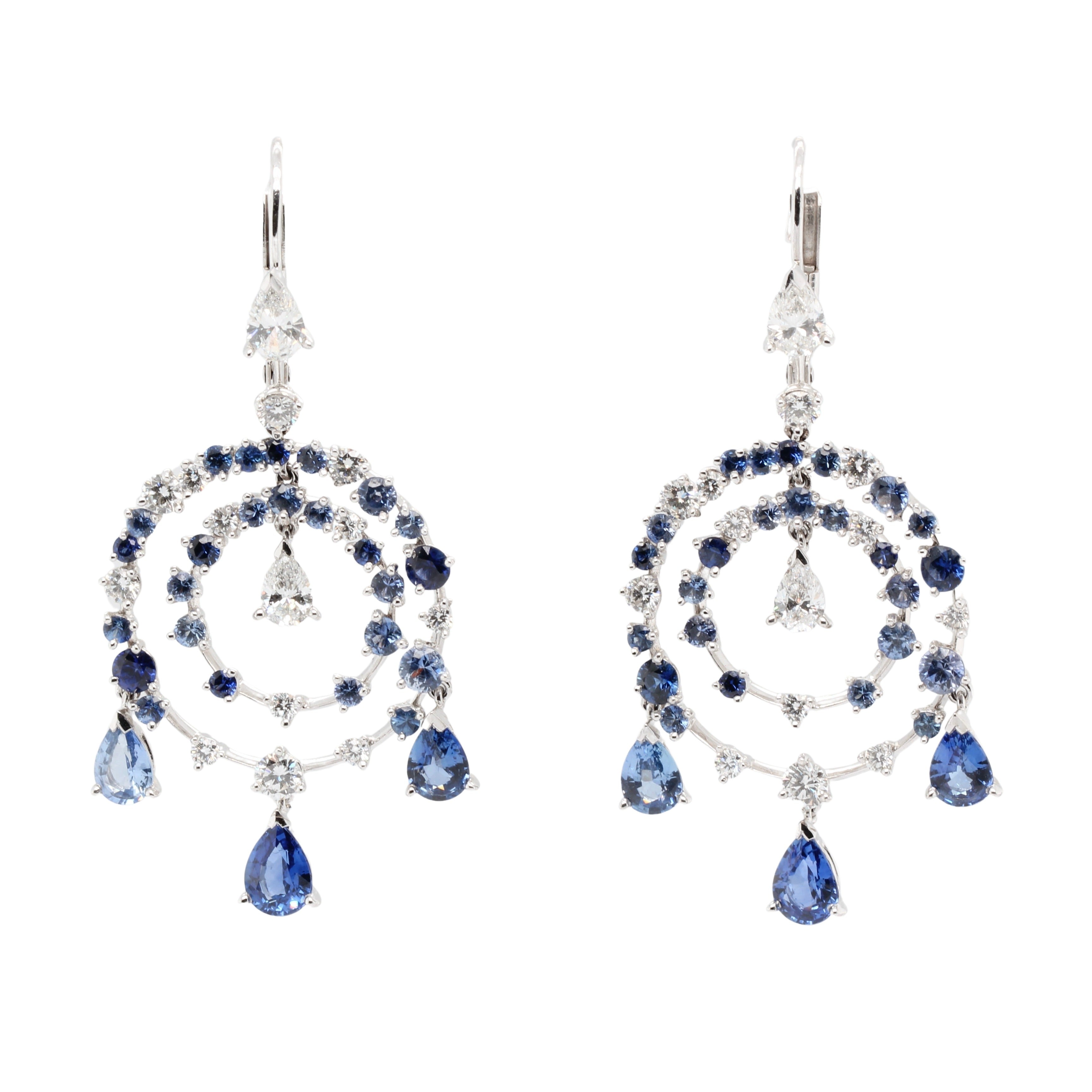 Van Cleef and Arpels Sapphire and Diamond Earrings-Charlotte Sayers Antique Jewellery