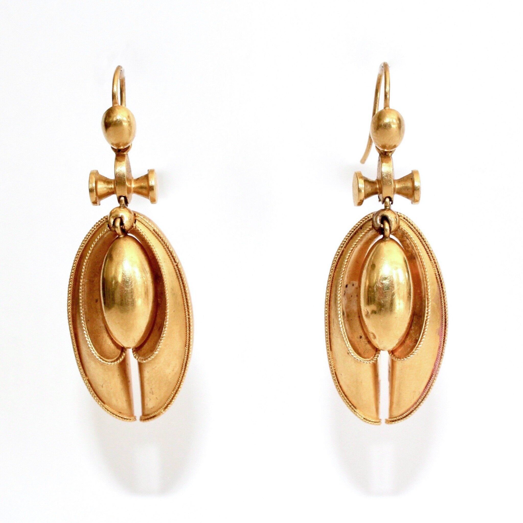 Victorian 15ct Drop Earrings-Charlotte Sayers Antique Jewellery