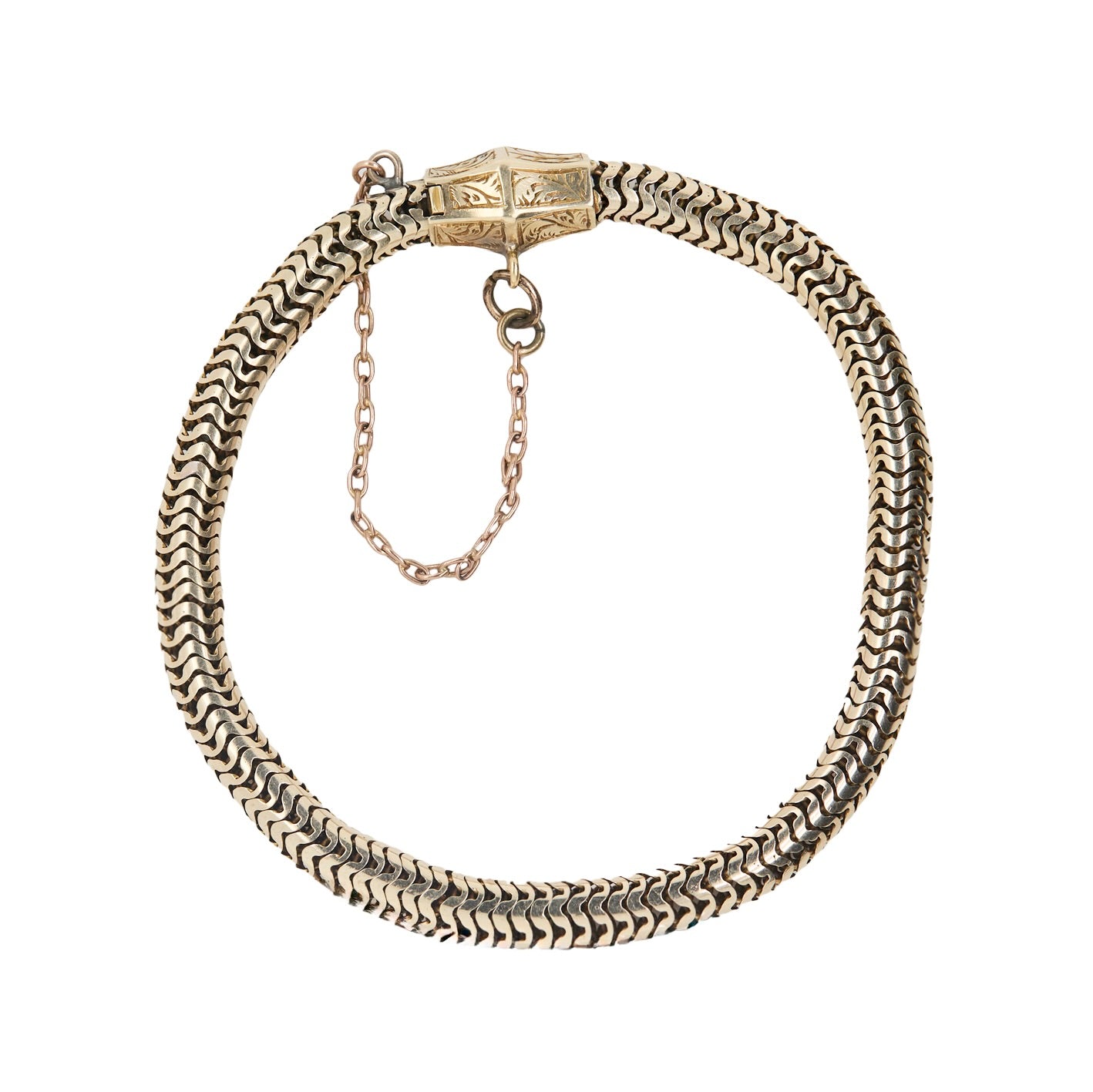 Victorian 15ct Gold Snake Link Bracelet-Charlotte Sayers Antique Jewellery