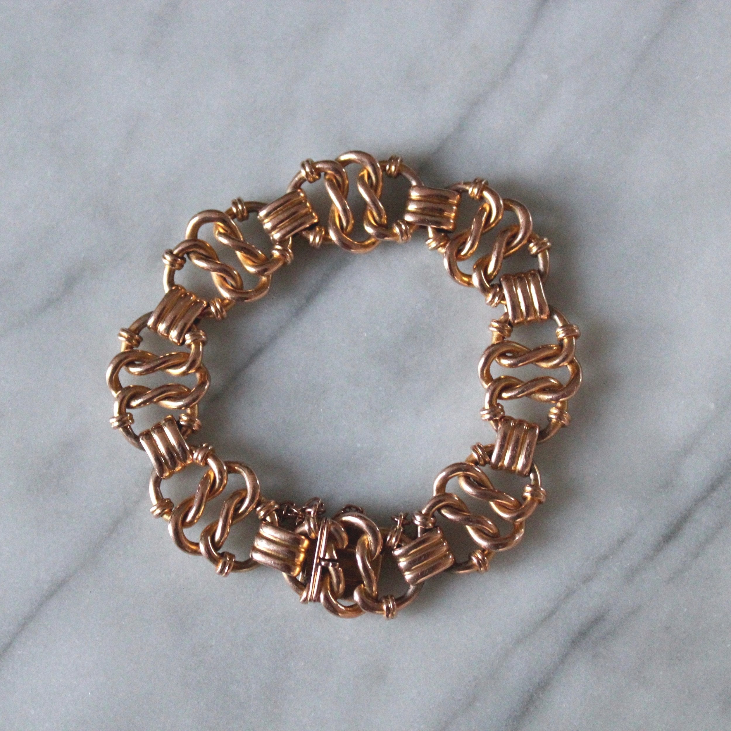 Victorian 15ct Stamped Gold Knot Bracelet-Charlotte Sayers Antique Jewellery