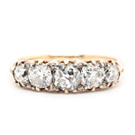 Victorian 18ct 5 Stone Old Cut Diamond Ring-Charlotte Sayers Antique Jewellery