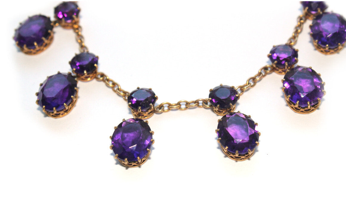 Victorian 18ct Amethyst Necklace-Charlotte Sayers Antique Jewellery