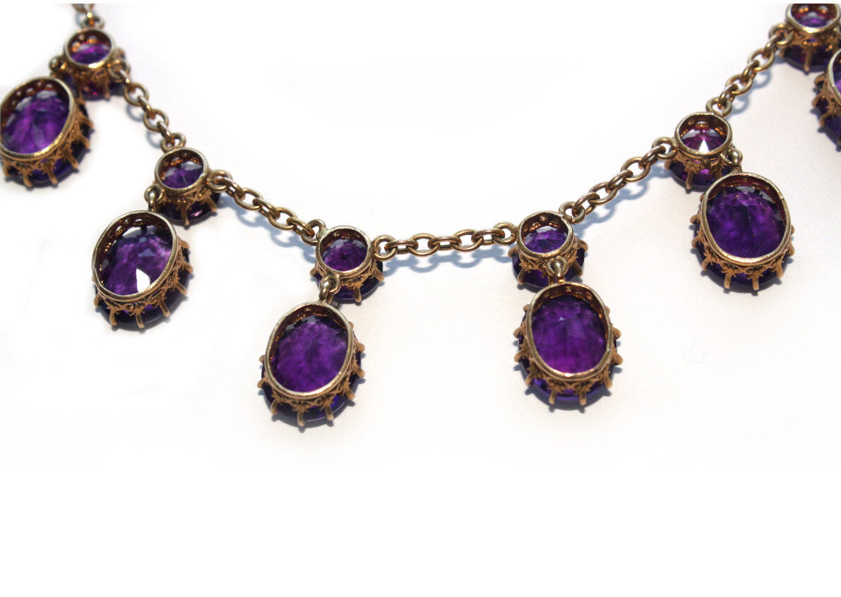 Victorian 18ct Amethyst Necklace-Charlotte Sayers Antique Jewellery