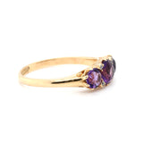 Victorian 3 Stone Amethyst and Diamond Ring-Charlotte Sayers Antique Jewellery