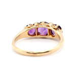 Victorian 3 Stone Amethyst and Diamond Ring-Charlotte Sayers Antique Jewellery