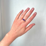 Victorian 3 Stone Amethyst and Diamond Ring-Charlotte Sayers Antique Jewellery