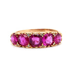 Victorian 5 Stone Burma Ruby Ring-Charlotte Sayers Antique Jewellery