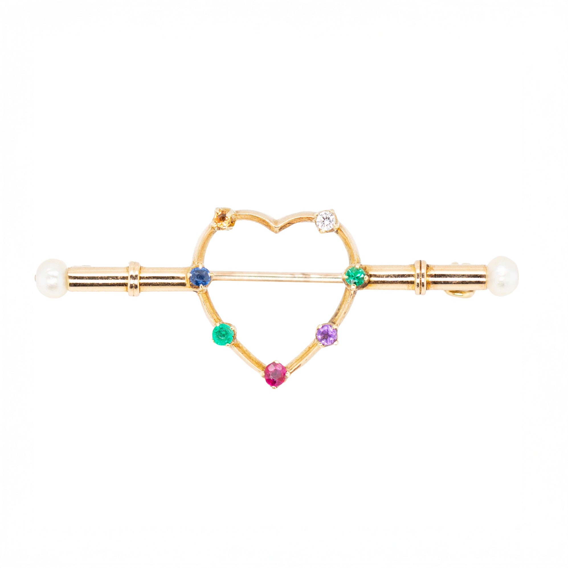 Victorian Acrostic 'Dearest' Heart Brooch-Charlotte Sayers Antique Jewellery