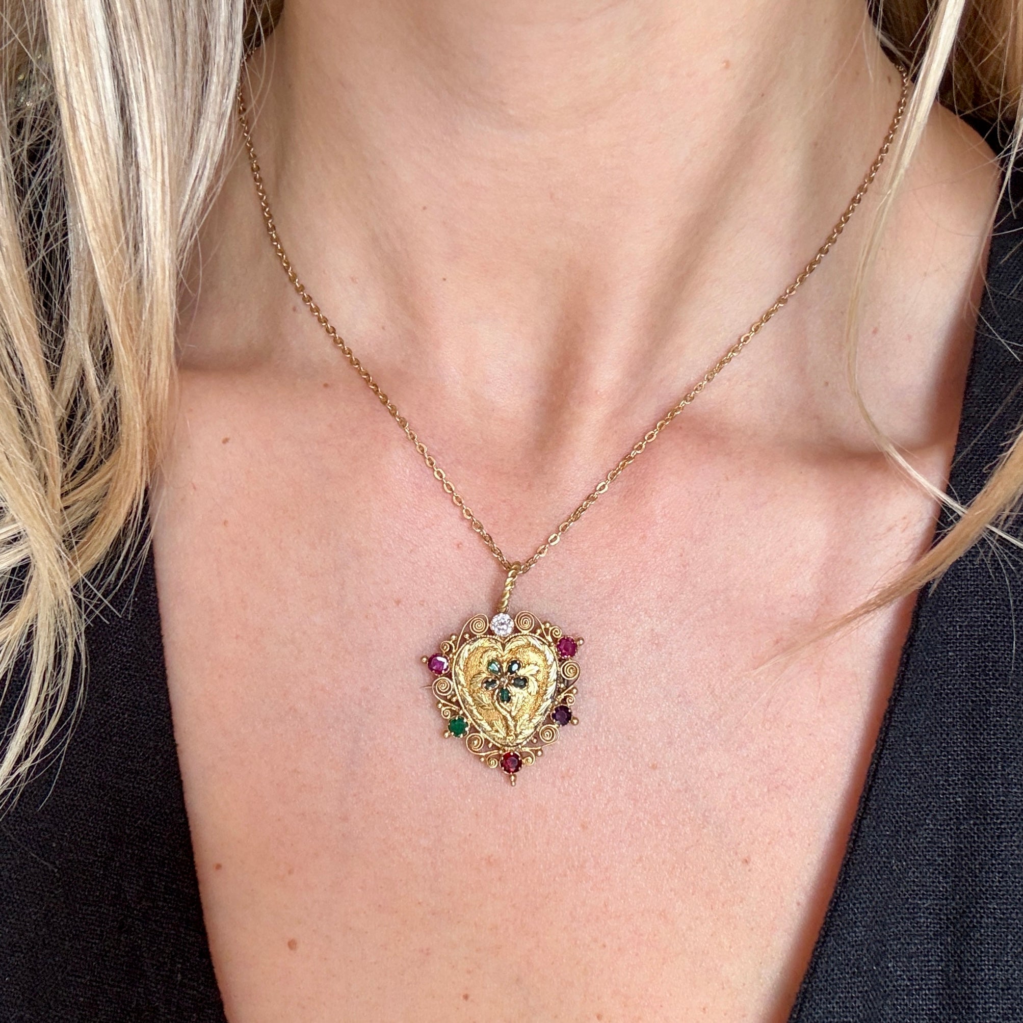 Victorian Acrostic Heart Pendant-Charlotte Sayers Antique Jewellery