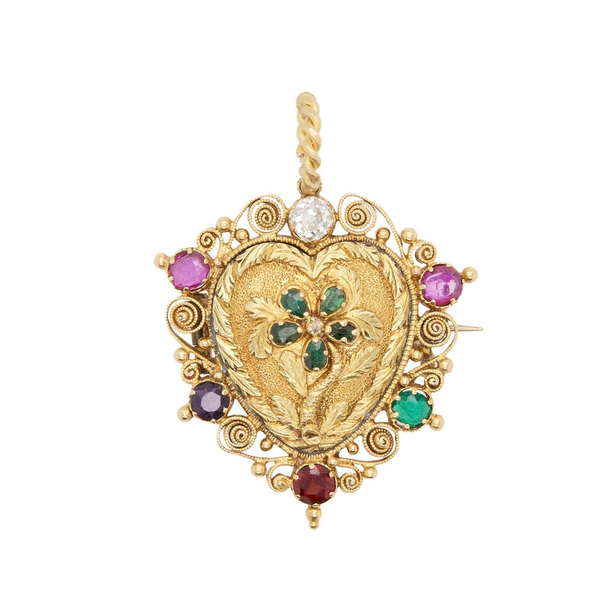 Victorian Acrostic Heart Pendant-Charlotte Sayers Antique Jewellery