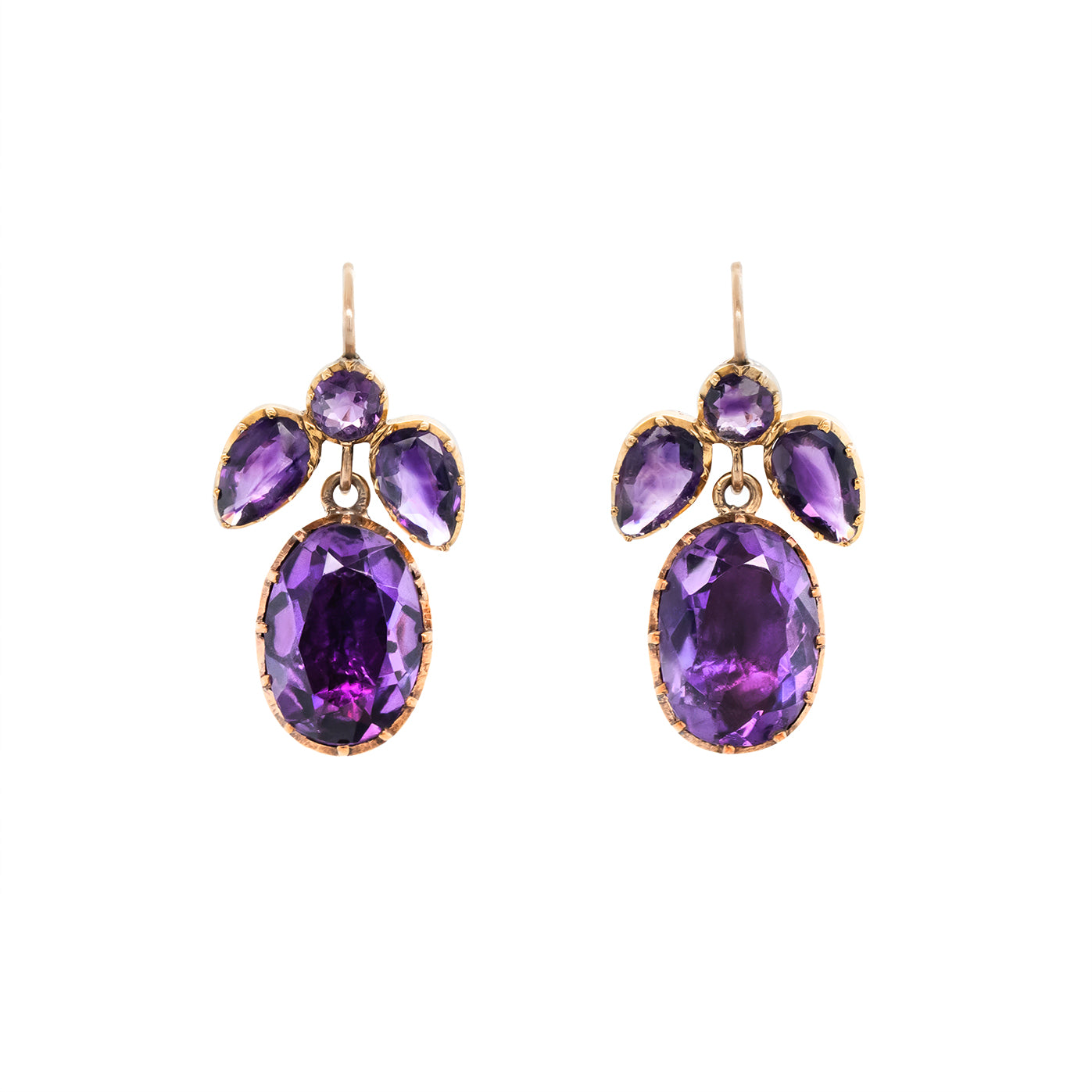 Victorian Amethyst Drop Earrings-Charlotte Sayers Antique Jewellery