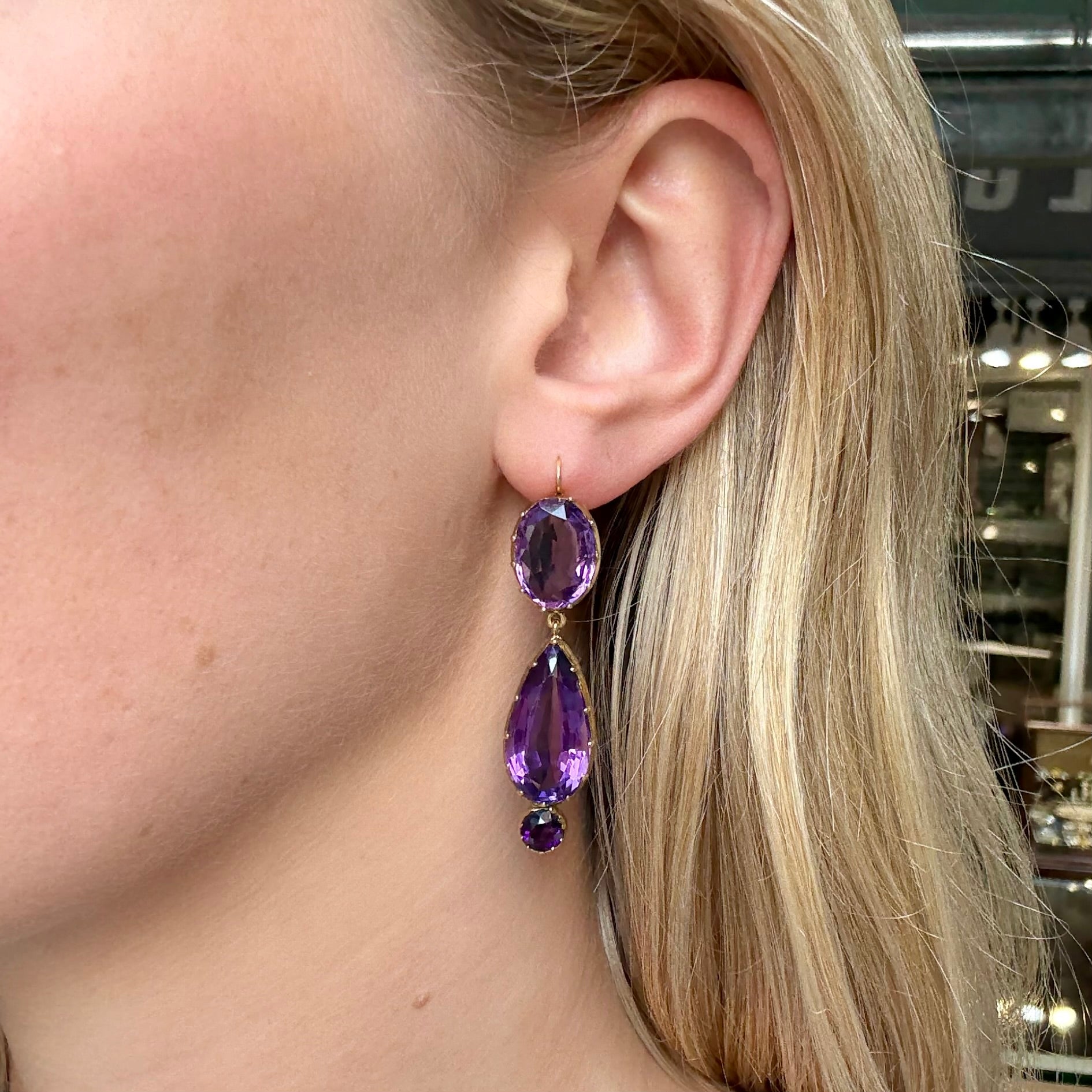 Victorian Amethyst Earrings-Charlotte Sayers Antique Jewellery
