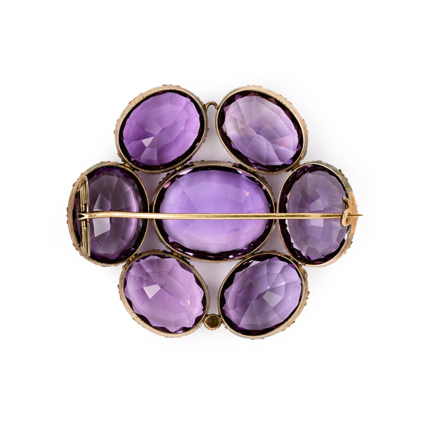 Victorian Amethyst Flower Brooch-Charlotte Sayers Antique Jewellery