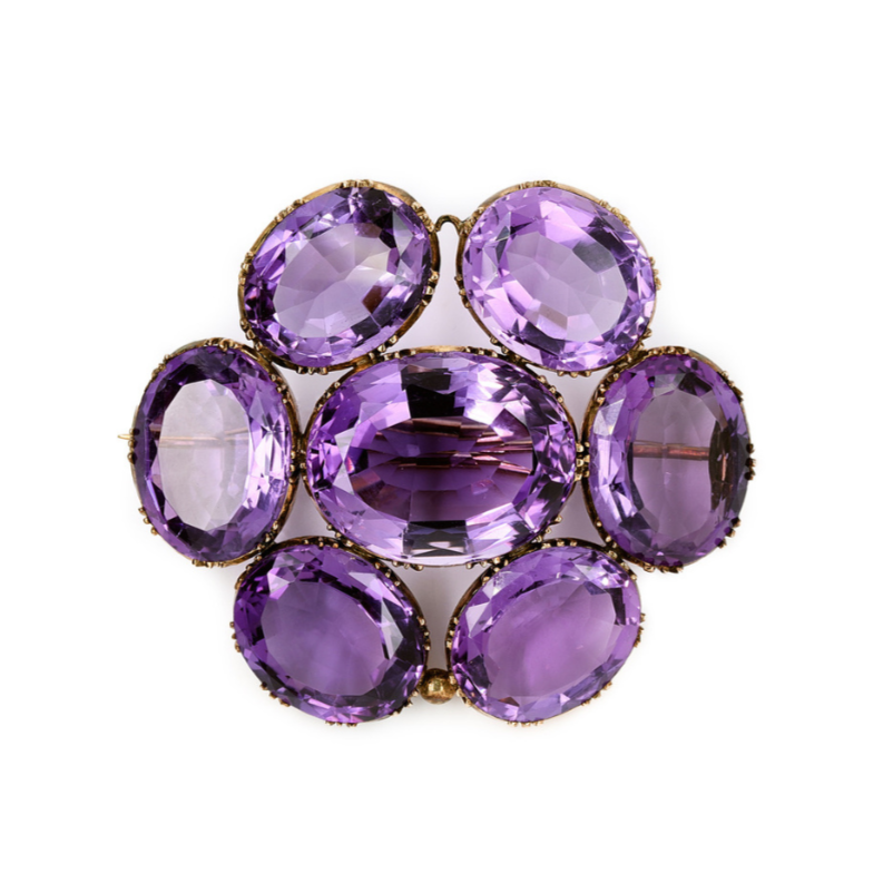 Victorian Amethyst Flower Brooch-Charlotte Sayers Antique Jewellery