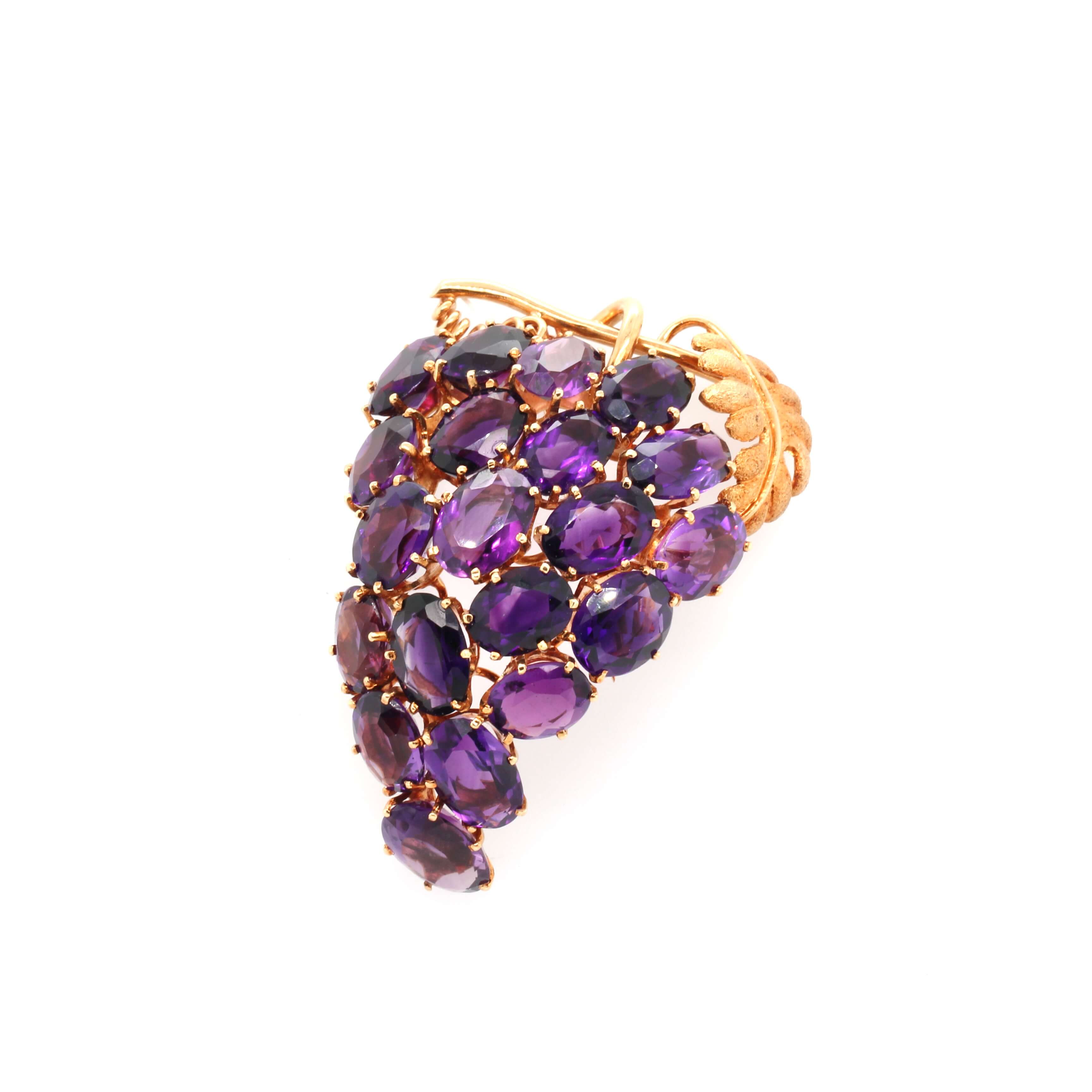 Victorian Amethyst Grape Brooch-Charlotte Sayers Antique Jewellery