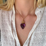 Victorian Amethyst Heart & Crown Pendant-Charlotte Sayers Antique Jewellery