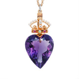 Victorian Amethyst Heart & Crown Pendant-Charlotte Sayers Antique Jewellery