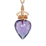 Victorian Amethyst Heart & Crown Pendant-Charlotte Sayers Antique Jewellery