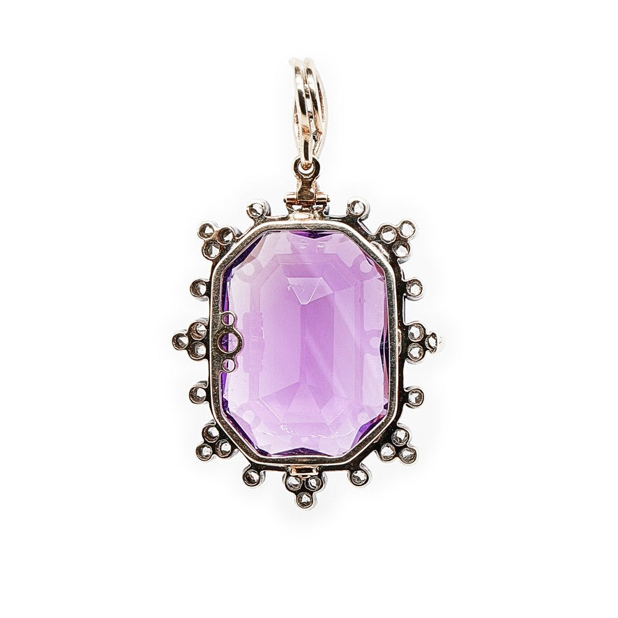 Victorian Amethyst and Diamond Pendant-Charlotte Sayers Antique Jewellery