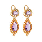 Victorian Amethyst and Pearl Cannetille Earrings-Charlotte Sayers Antique Jewellery