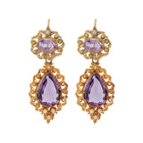 Victorian Amethyst and Pearl Cannetille Earrings-Charlotte Sayers Antique Jewellery