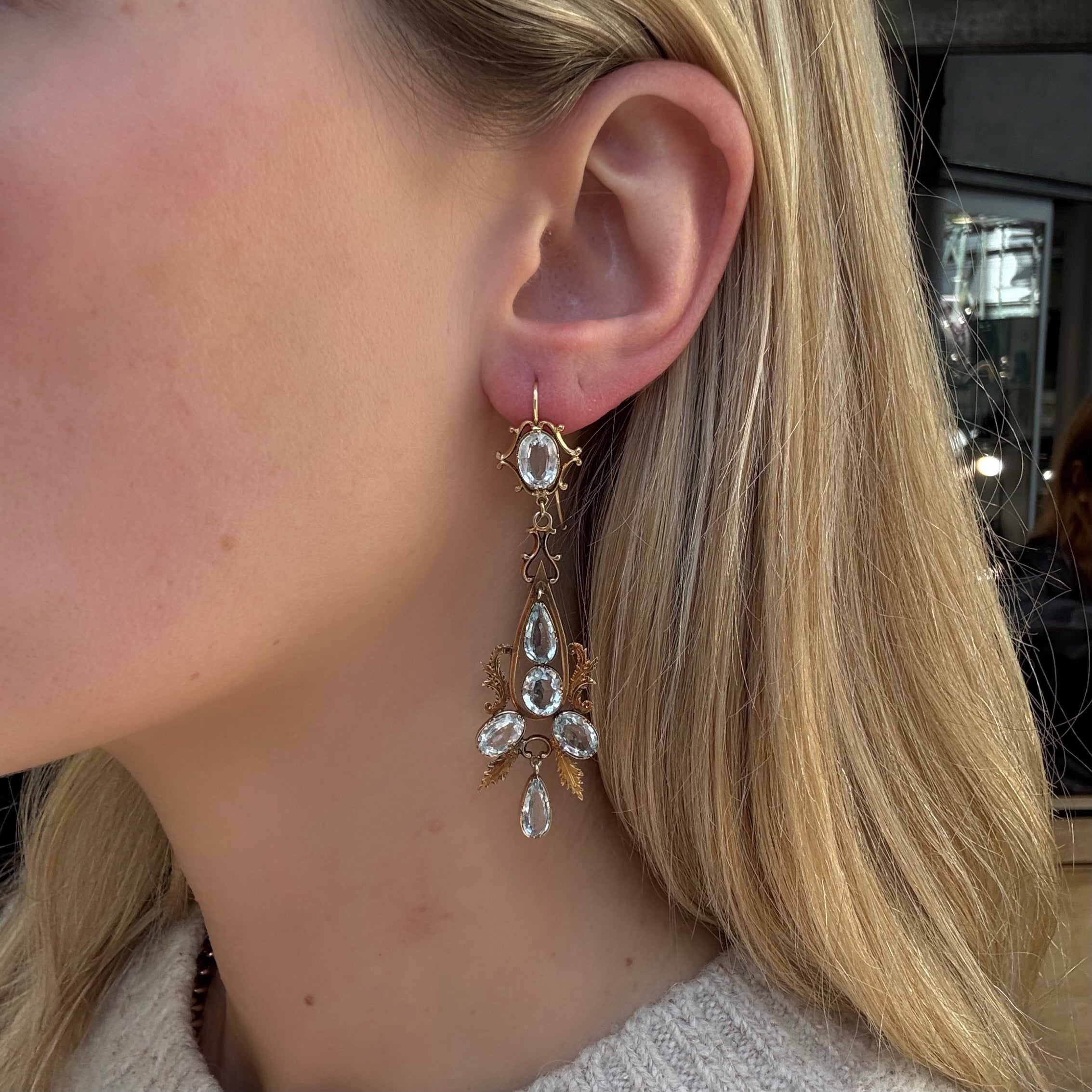 Victorian Aquamarine Earrings-Charlotte Sayers Antique Jewellery