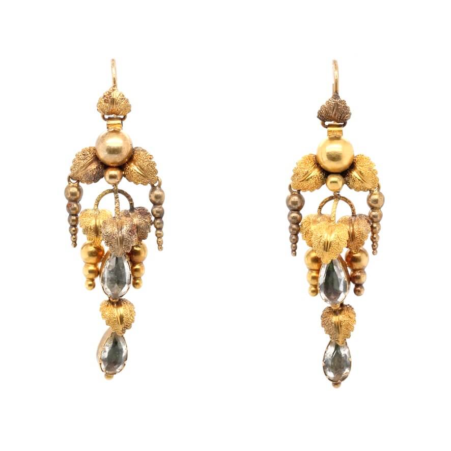 Victorian Aquamarine and Gold Drop Earrings-Charlotte Sayers Antique Jewellery