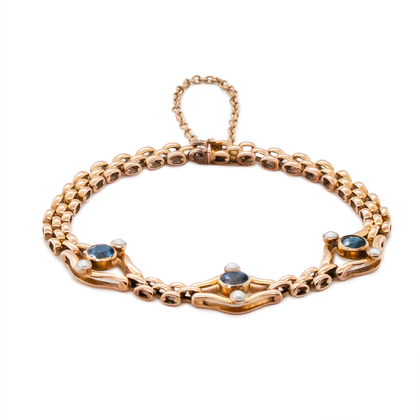 Victorian Aquamarine and Pearl Bracelet-Charlotte Sayers Antique Jewellery