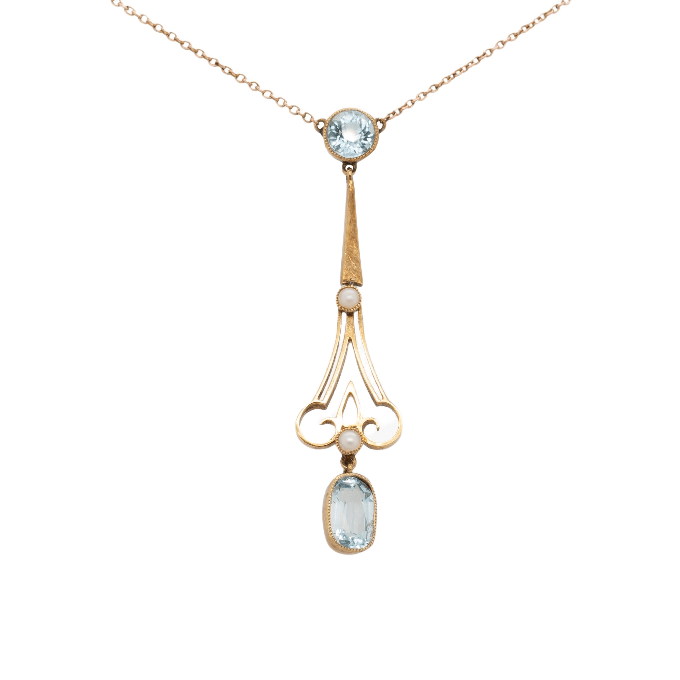 Victorian Aquamarine and Pearl Pendant-Charlotte Sayers Antique Jewellery