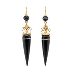 Victorian Banded Agate Earrings-Charlotte Sayers Antique Jewellery