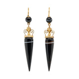 Victorian Banded Agate Earrings-Charlotte Sayers Antique Jewellery