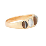 Victorian Banded Agate and Moonstone Gypsy Set Ring-Charlotte Sayers Antique Jewellery