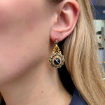 Victorian Banded Agate and Pearl Earrings-Charlotte Sayers Antique Jewellery