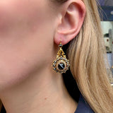 Victorian Banded Agate and Pearl Earrings-Charlotte Sayers Antique Jewellery