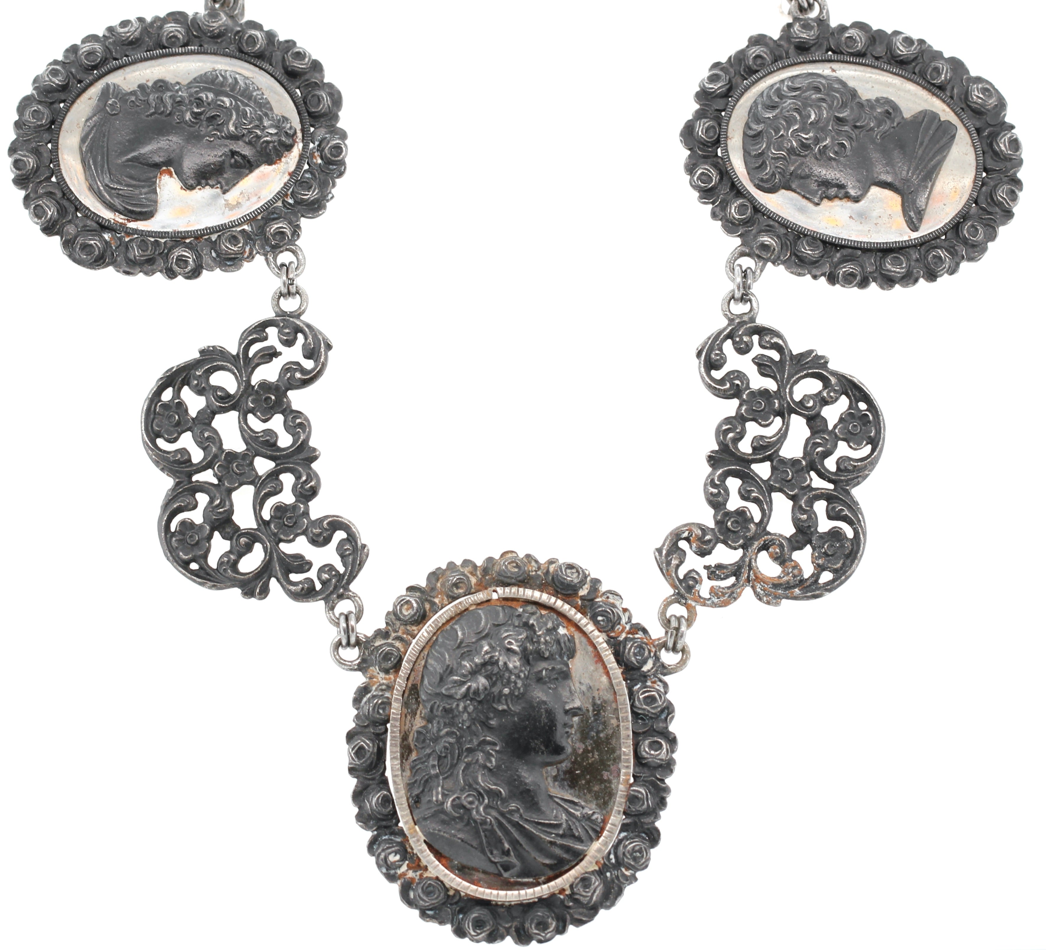 Victorian Berlin Iron Cameo Necklace-Charlotte Sayers Antique Jewellery